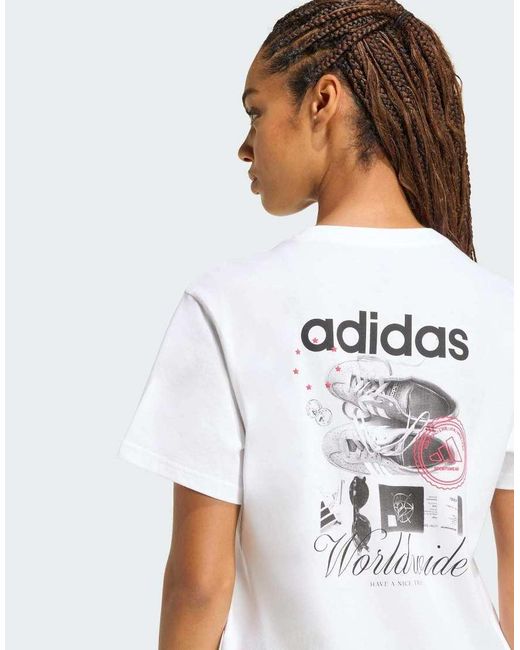 Adidas Originals White Travel Loose Graphic T-shirt
