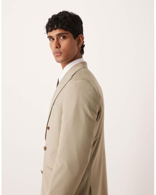ASOS Natural Double Breasted Regular Suit Jacket for men