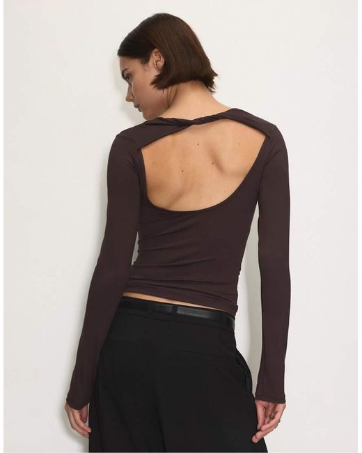 Pull&Bear Blue Polyamide T-shirt With Open Back