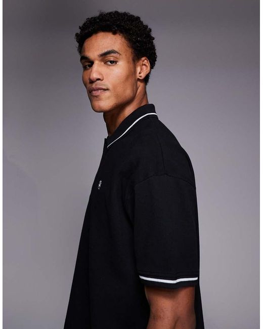 Good For Nothing Blue Boxy Oversized Polo Shirt for men