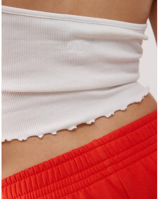 Reclaimed Vintage Red Ribbed Ruched Halter Neck Top