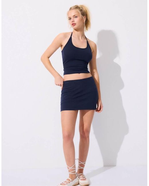 Stradivarius Blue Knit Halter Top