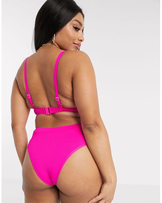 DORINA Curve High Leg Bikini Bottom With Mesh Strapping in Pink - Lyst