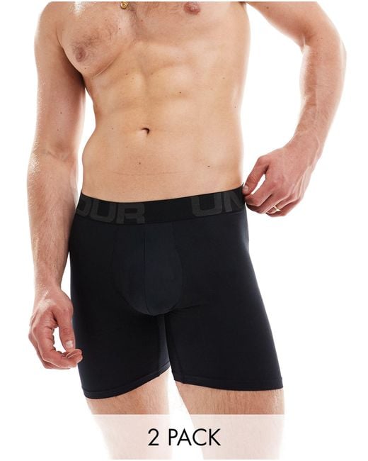 Under Armour Black Tech 2 Pack 6 Inch Boxers for men