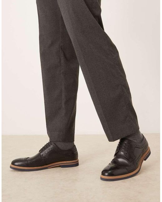 ASOS Black Lace Up Brogue Shoes for men