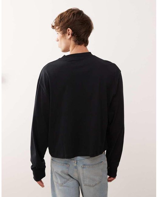 Collusion Black Boxy Long Sleeve T-shirt for men