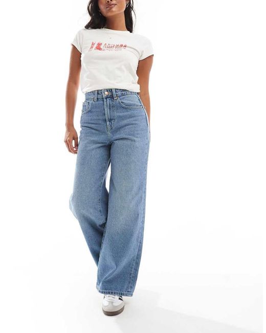 Only Petite Blue Hope High Waisted Wide Leg Jeans