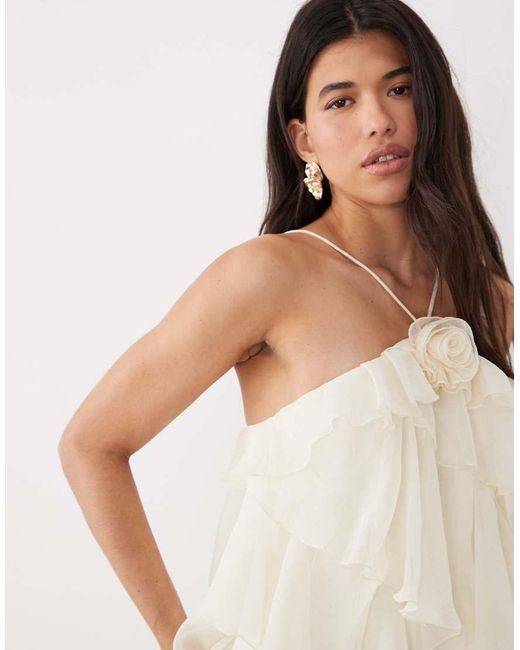 Gina Tricot Natural Frill Maxi Dress
