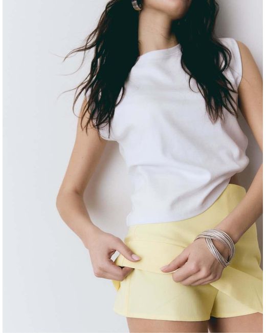 Stradivarius Yellow Skort With Side Slit