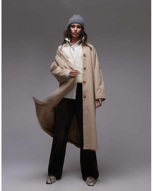 Trench Color Pietra Anni '90 di TOPSHOP in Gray