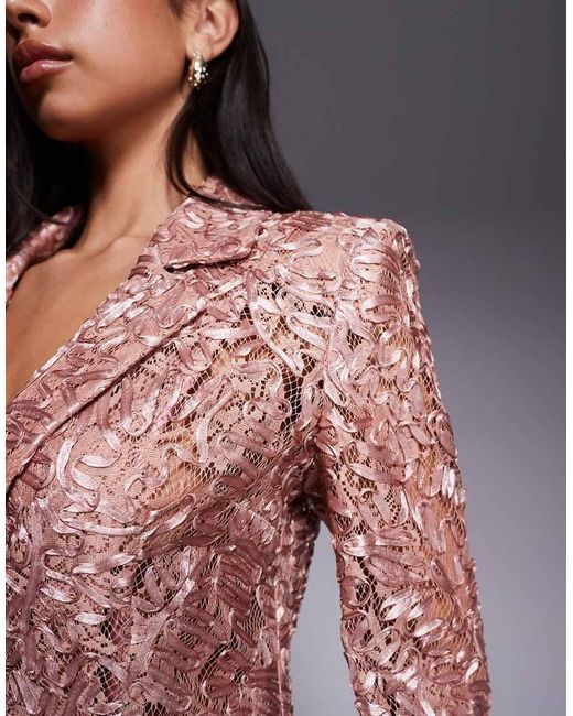 ASOS Pink Lace Tailored Blazer Co-ord