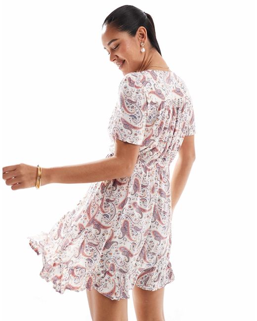 Superdry Red – kurzärmeliges mini-wickelkleid