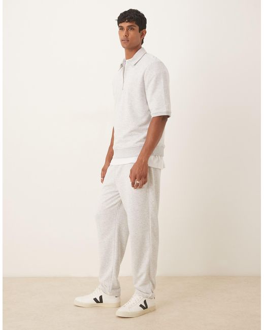 ASOS Natural Tapered Loopback joggers With Side Piping for men