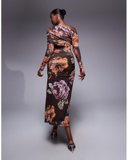 Asos Floral Dress ASOS DESIGN High Neck Long Sleeve Maxi Dress In Floral  Black Print ASOS