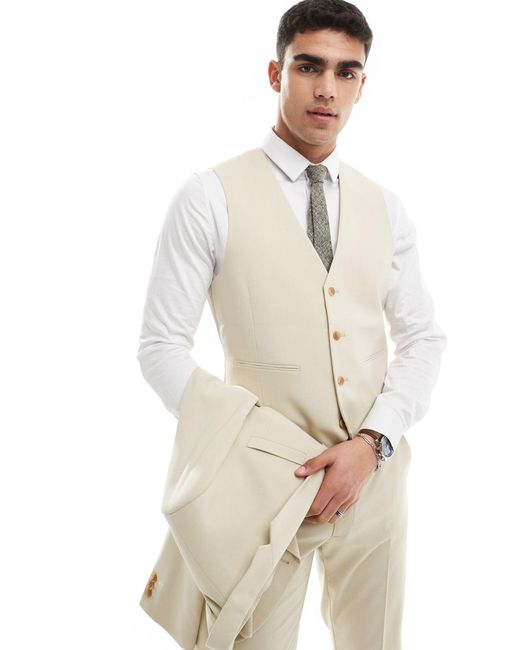ASOS Natural Wedding Slim Suit Waistcoat for men