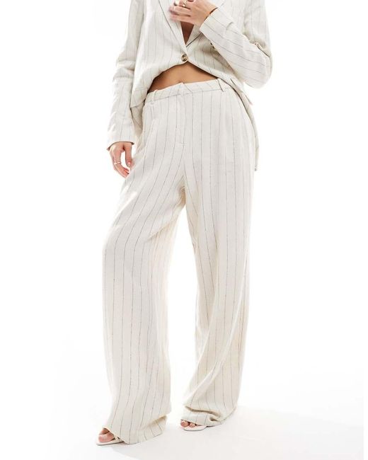 Vero Moda White Mix And Match Linen Touch Pleat Front Trouser Co-Ord
