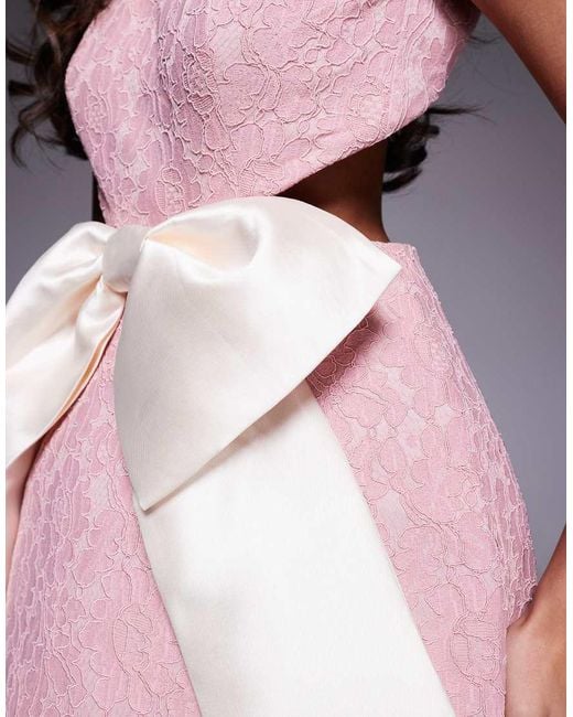 ASOS Pink Lace Mini Dress With Bow Detail