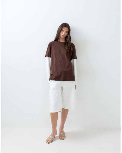 ASOS Brown Oversized Double Layer T-shirt