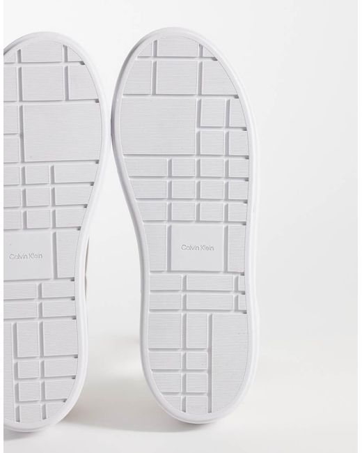 Calvin Klein White Leather Lace Up Flatform Sneakers