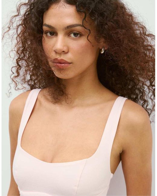 Stradivarius White Short Bodice Dress