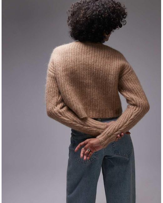 Cardigan Girocollo Color Avena di TOPSHOP in Blue