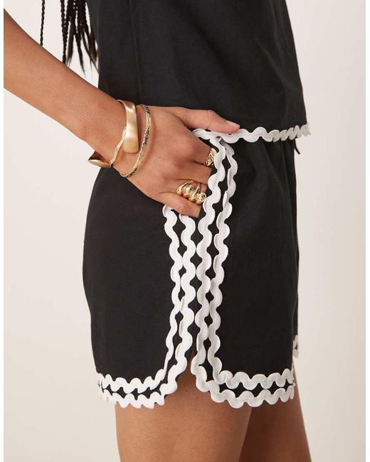Nobody's Child Black Rik Rak Racer Detail Shorts Co-ord