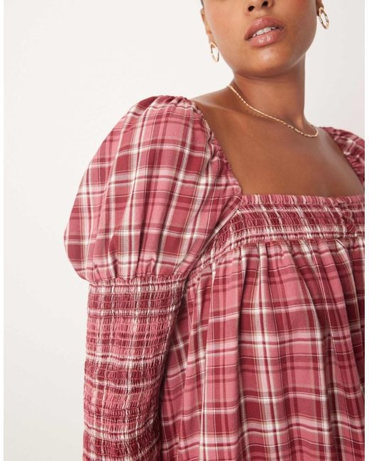 ASOS Asos Design Curve Square Neck Mixed Shirred Babydoll Mini Dress