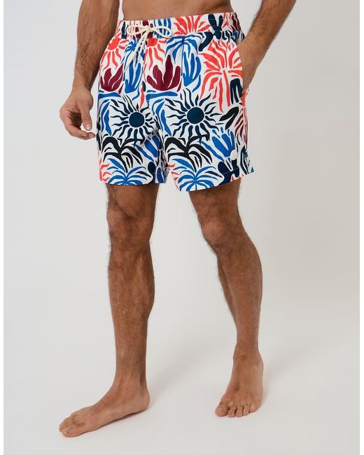 Threadbare Blue Tropical Print Quick Dry Swim Shorts for men