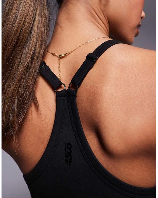 4505 Black Icon Yoga Cami With Inner Bra And Adjustable Straps