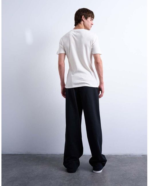 Joggers Negros Holgados De Tejido Grueso De Topman de hombre de color White