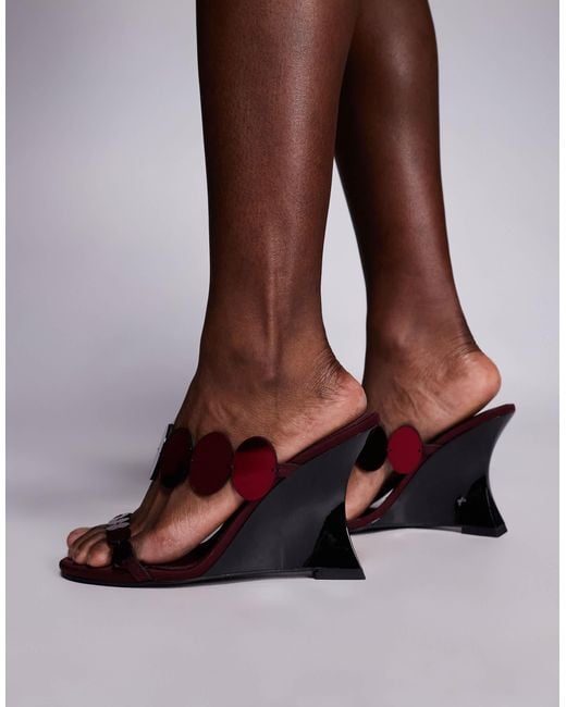 ASOS Brown Nila Circle Trim Detail High Wedges
