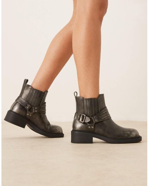 Glamorous Black Harness Low Ankle Boots