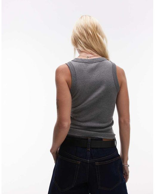 TOPSHOP Geribbeld Racer Hemdje in het Brown