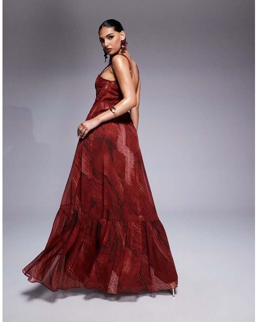 ASOS Red Plait Detail Maxi With Bust Cups