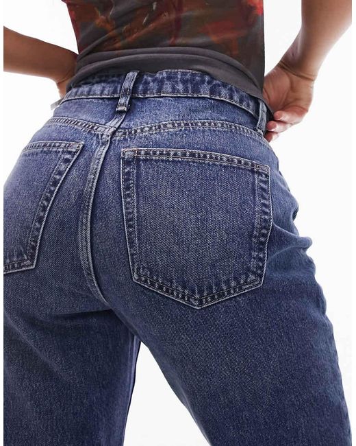 Topshop Hourglass Blue Original Mom High Rise Jean