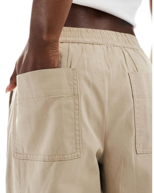 ASOS Natural Laundered Barrel Pull On Trousers