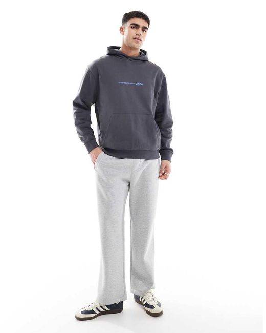 ASOS Oversized Hoodie Met Tekstprint in het Blue voor heren
