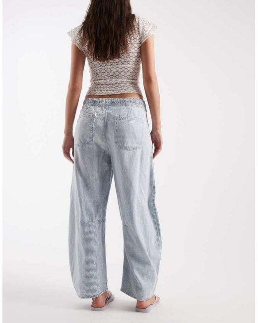 Gap Blue Mid Rise Tie Waist Horseshoe Pinstripe Jeans