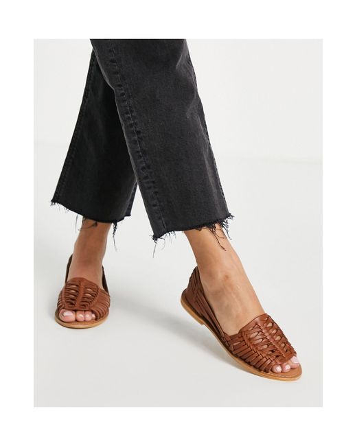 ASOS Florentine - Geweven Leren Sandalen in het Zwart | Lyst NL