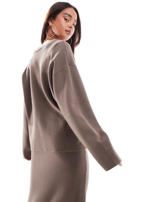 Pull d'ensemble structuré à col v - taupe Object en coloris Brown
