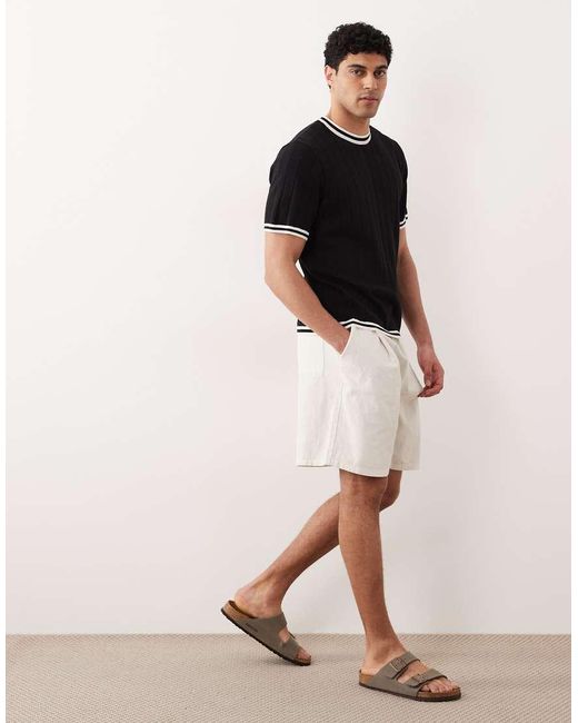 ASOS Black Knitted Ribbed T-shirt With White Tipping for men