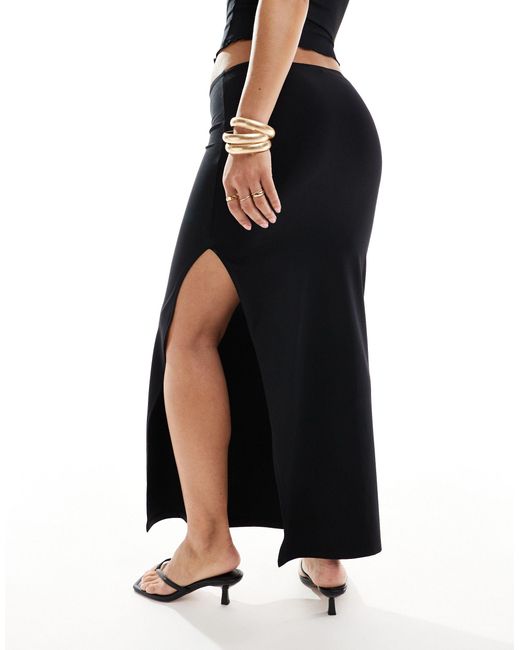 Bershka Black Contrast Bow Trim Midi Skirt