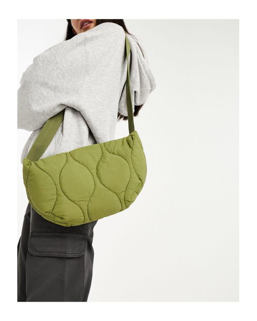 Glamorous Quilted Crossbody Sling Bag in Green | Lyst