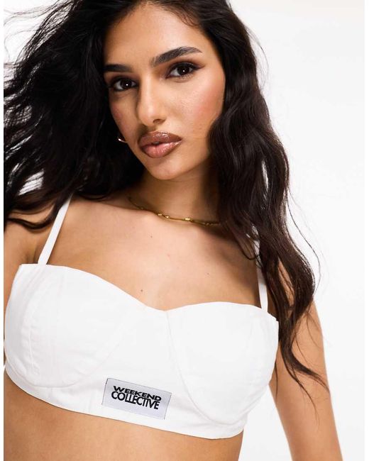 ASOS Black Asos Design Weekend Collective Poplin Bralet With Woven Label