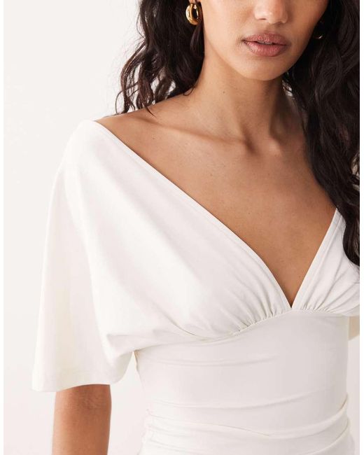 ASOS White Polyamide Plunge Sleeveless Tie Back Cinch Top
