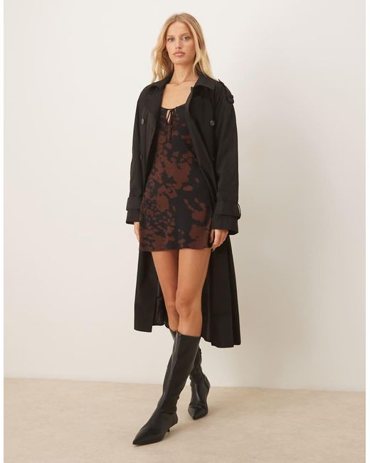 ASOS Black Long Sleeve Scoop Neck Swing Dress