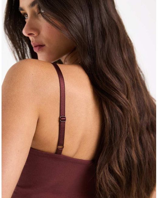 ASOS Double Layered Scoop Neck Cami Top Chocolate