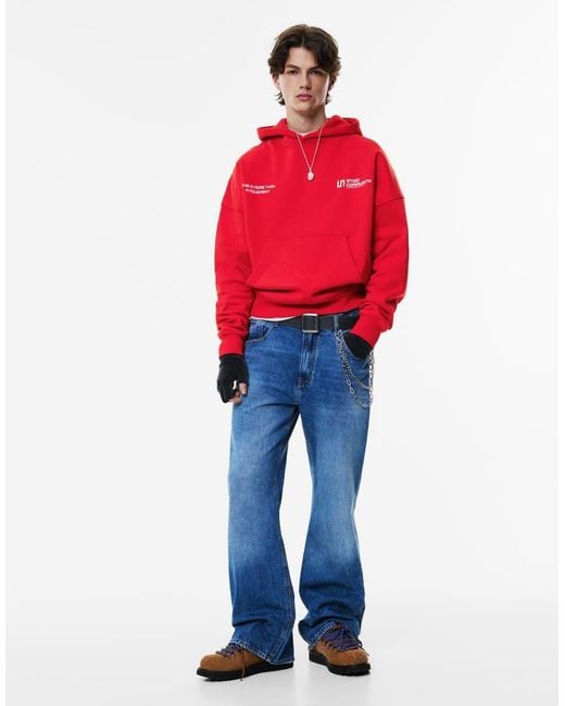 Pull&Bear Red Stwd Hoodie for men
