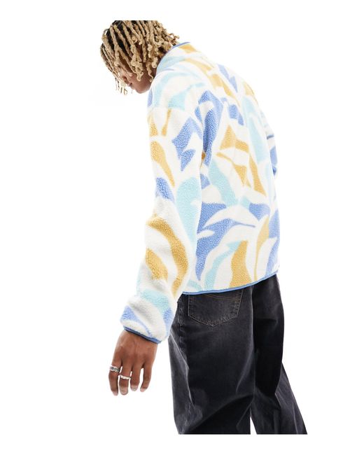 Columbia – helvetia – fleece-sweatshirt mit kurzer druckknopfleiste und kreidemuster in Blue für Herren