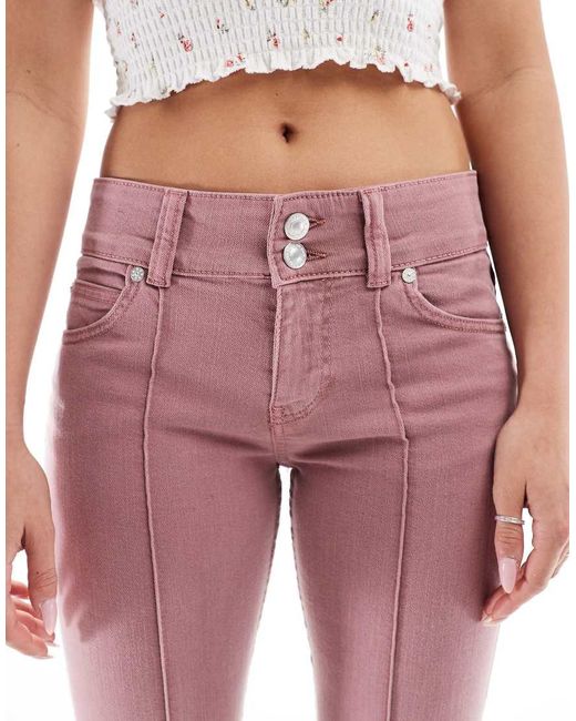 Bershka Red Low Rise Straight Leg Jeans
